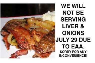 No Liver & Onions – July 29th